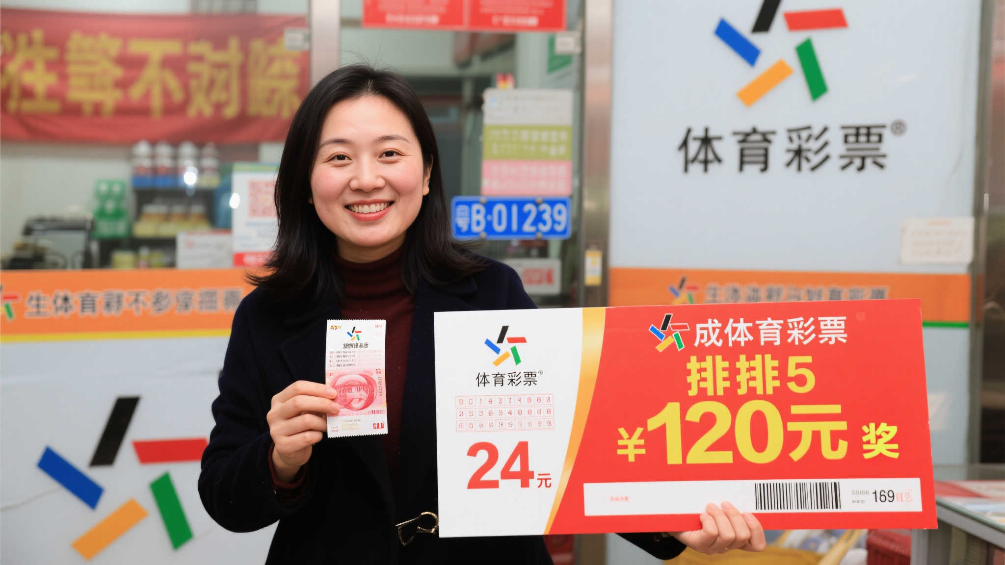 女彩民24元喜中体彩排列5大奖120万：灵感源于车牌号